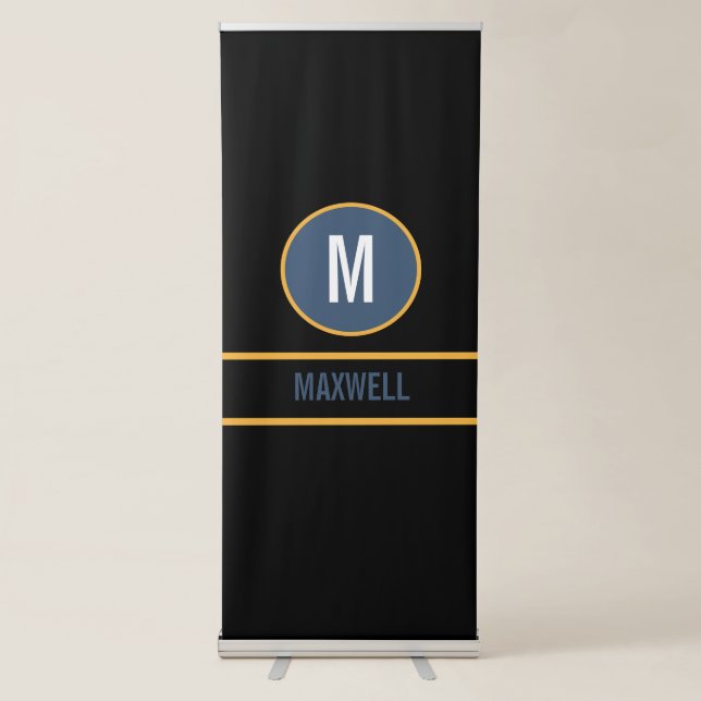 Custom initial letter name monogram retractable banner (Front)