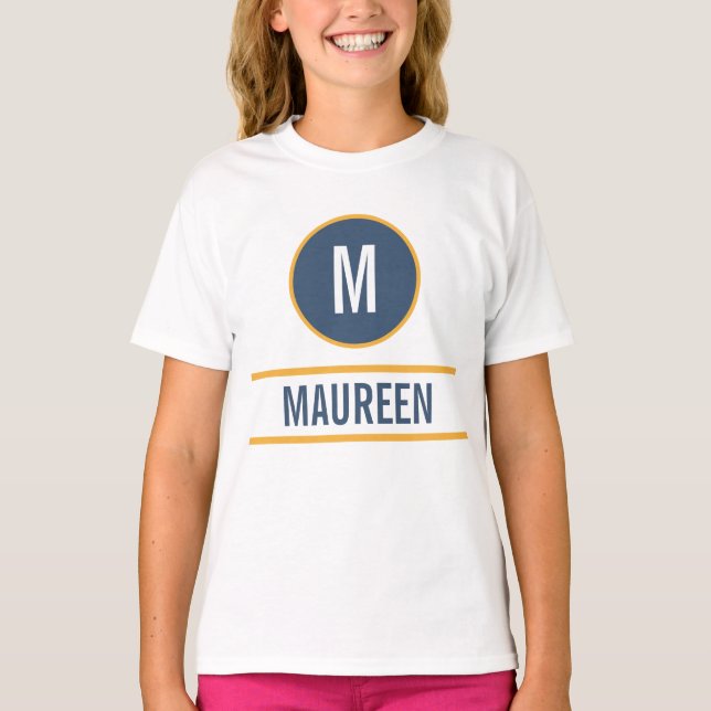 Custom initial letter name monogram T-Shirt (Front)