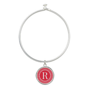 Custom initial letter Polka Dot Bangle Bracelet