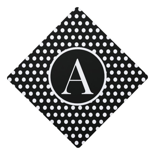 Custom initial letter Polka Dot  Graduation Cap Topper (Front)