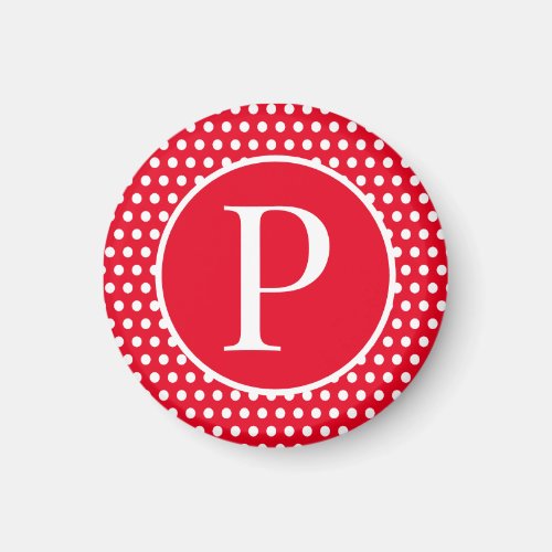 Custom initial letter Polka Dot  Magnet