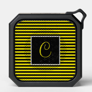 Custom Initial Letter Yellow and Black Striped Bluetooth Speaker