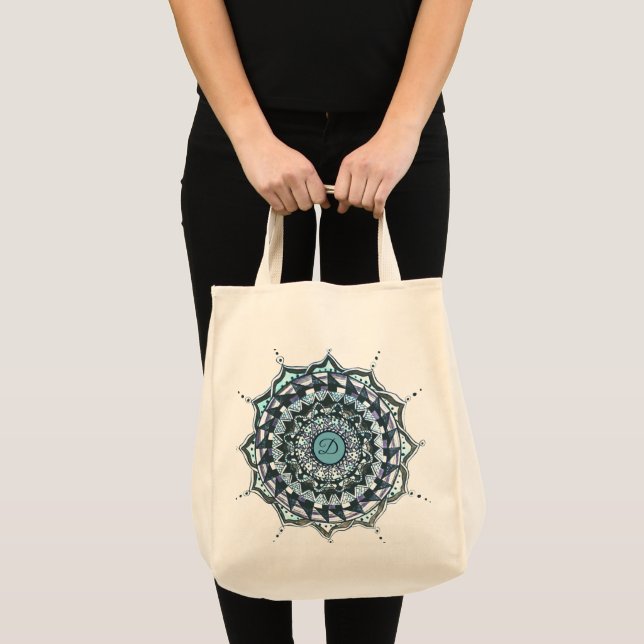 Custom Initial Mandala Design Tote Bag (Front (Product))