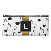 Custom Initial + Many Musical Notes Pattern Pencil Case (Front)