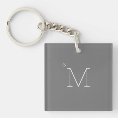 Custom Initial Minimalist Stylish Grey Keychain