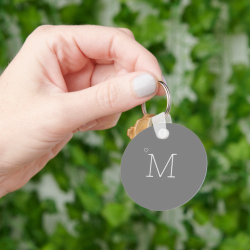 Custom Initial Minimalist Stylish Grey Keychain