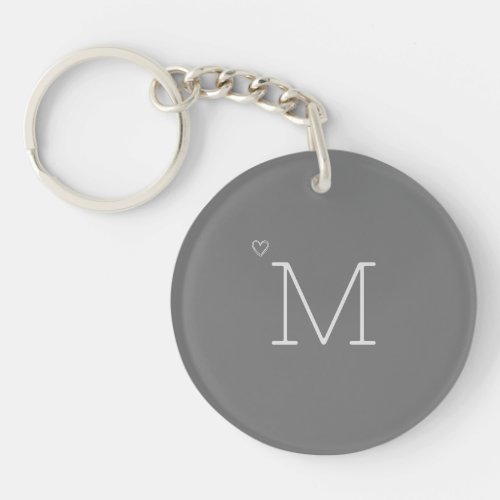 Custom Initial Minimalist Stylish Grey Keychain