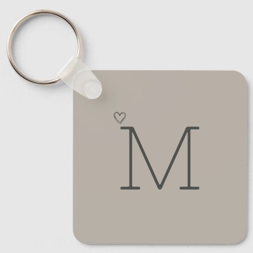 Custom Initial Modern Chic Satin Neutral  Keychain