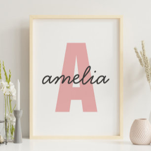 Custom Initial Modern Minimalist Monogram Framed Art
