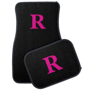 Custom Initial Monogram Black Pink Car Mats