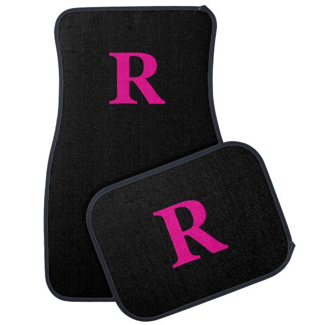 Custom Initial Monogram Black Pink Car Mats (Set)