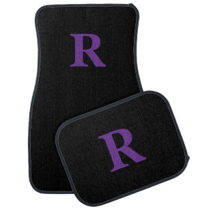 Custom Initial Monogram Black Purple Car Mats