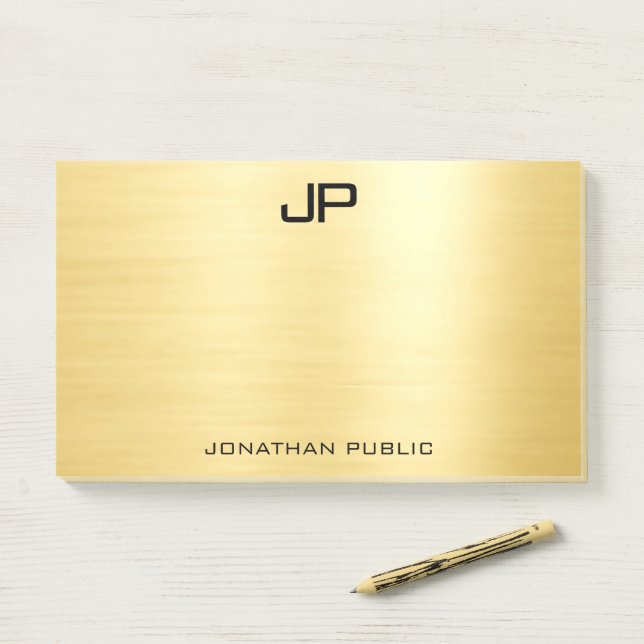 Custom Initial Monogram Faux Gold Template Post-it Notes (On Desk)
