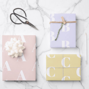 Custom Initial monogram pastel shades chic Wrapping Paper Sheets