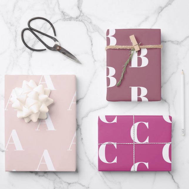 Custom Initial monogram pink shades chic Wrapping Paper Sheets (Front)