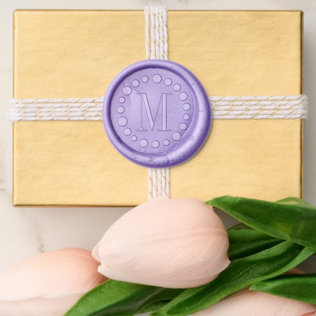 Custom Initial Monogram Polka Dots Wax Seal Sticker (Front)
