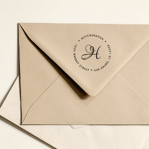 Custom Initial Monogram Script Return Address Rubber Stamp