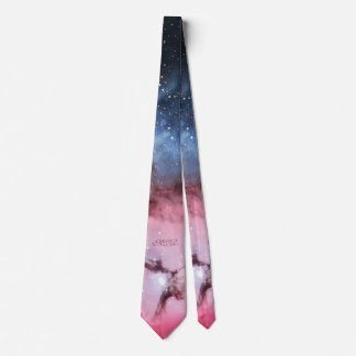 Custom initial monogram Trifid Nebula Astronomer Neck Tie