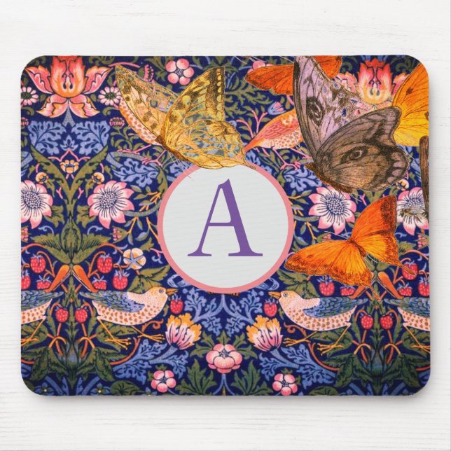 CUSTOM INITIAL MORRIS AND BUTTERFLIES MOUSEPAD (Front)