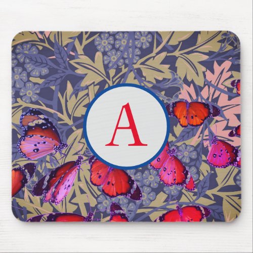 CUSTOM INITIAL MOUSE PAD MORRIS AND BUTTERFLIES