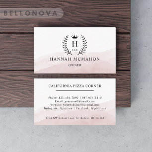 Custom Initial & Name Black And Gold Monogrammed  Business Card