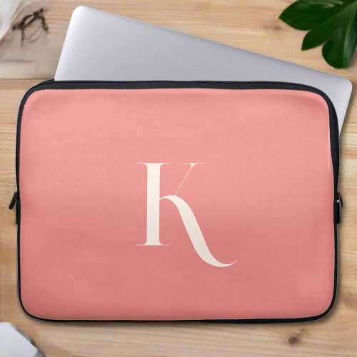 Custom Initial Name Blush Pink Typography Script  Laptop Sleeve