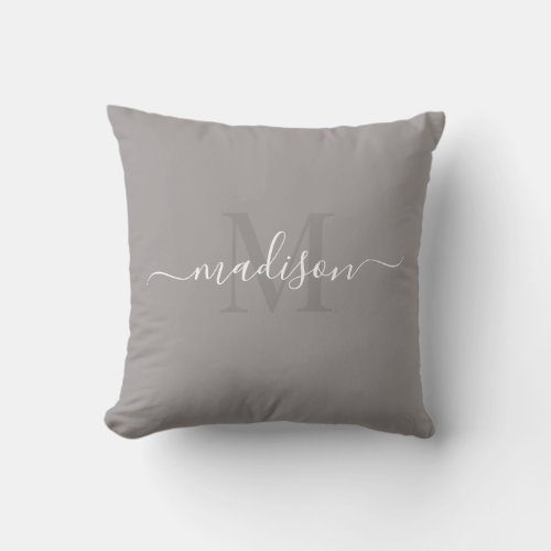 Custom Initial  Name Dark Grey Color  Throw Pillow