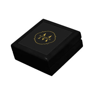 Custom Initial Name Elegant Black Gift Box