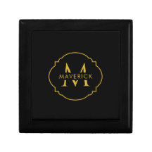 Custom Initial Name Elegant Black Gift Box