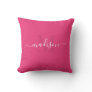 Custom Initial & Name Hot Raspberry Pink Color  Throw Pillow