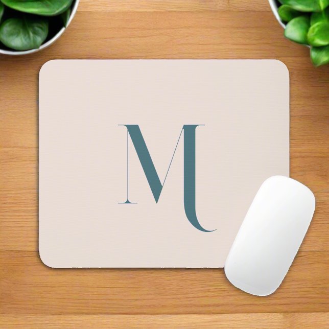 Custom Initial Name l Clean Typography Script Pink Mouse Pad (Creator Uploaded)