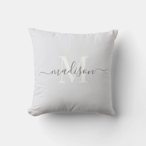 Custom Initial  Name Lavender Grey Color  Throw Pillow
