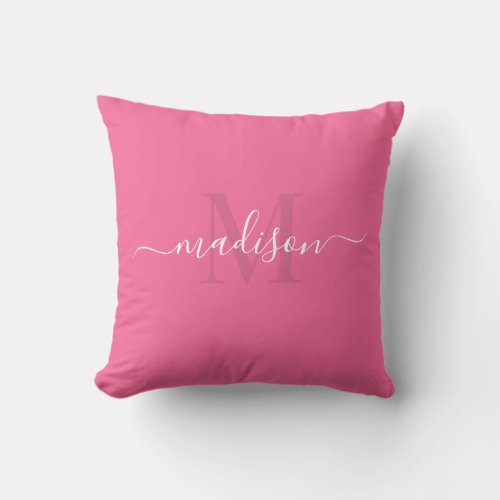 Custom Initial  Name Magenta Pink Color  Throw Pillow