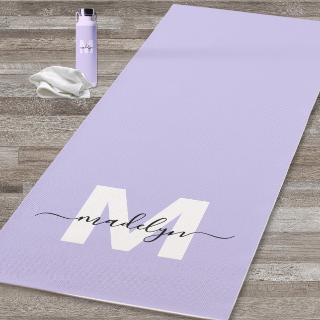 Custom Initial Name Monogram Purple Yoga Mat (Custom Initial Name Monogram Purple Yoga Mat)