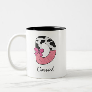 Custom Initial Name Mug | Pink Cow Letter  D