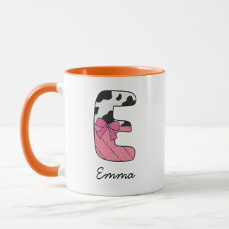 Custom Initial Name Mug | Pink Cow Letter  E