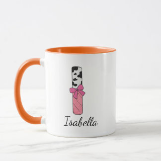 Custom Initial Name Mug | Pink Cow Letter  I