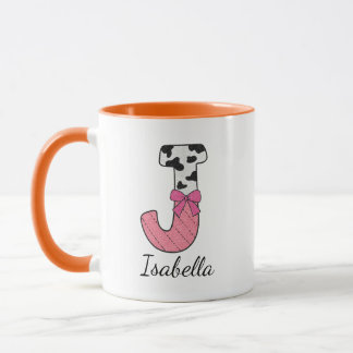 Custom Initial Name Mug | Pink Cow Letter  J
