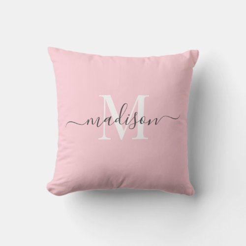 Custom Initial  Name Pale Blush Pink Color  Throw Pillow