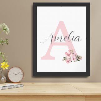 Custom Initial Name Print Personalized Nursery Art