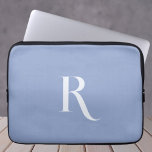 Custom Initial Name Unique Clean Typography Blue  Laptop Sleeve<br><div class="desc">This blue laptop sleeve showcases a unique typography design with a monogrammed initial and name, adding a personalized touch to your device. Its distinct style sets it apart, offering both individuality and protection for your laptop. Elevate your tech accessories with this standout sleeve, combining uniqueness and functionality in one sleek...</div>