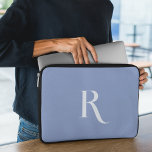 Custom Initial Name Unique Clean Typography Blue  Laptop Sleeve<br><div class="desc">This blue laptop sleeve showcases a unique typography design with a monogrammed initial and name, adding a personalized touch to your device. Its distinct style sets it apart, offering both individuality and protection for your laptop. Elevate your tech accessories with this standout sleeve, combining uniqueness and functionality in one sleek...</div>