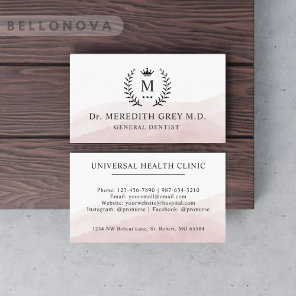 Custom Initial & Name White Black Pink Monogrammed Business Card