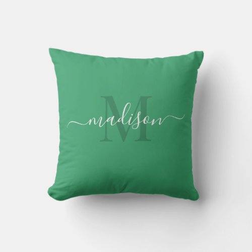 Custom Initial  Name with Forest Jungle Color Throw Pillow