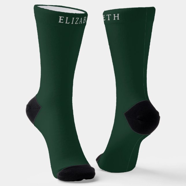 Custom Initial & Name with Phthalo Green Color Socks (Angled)