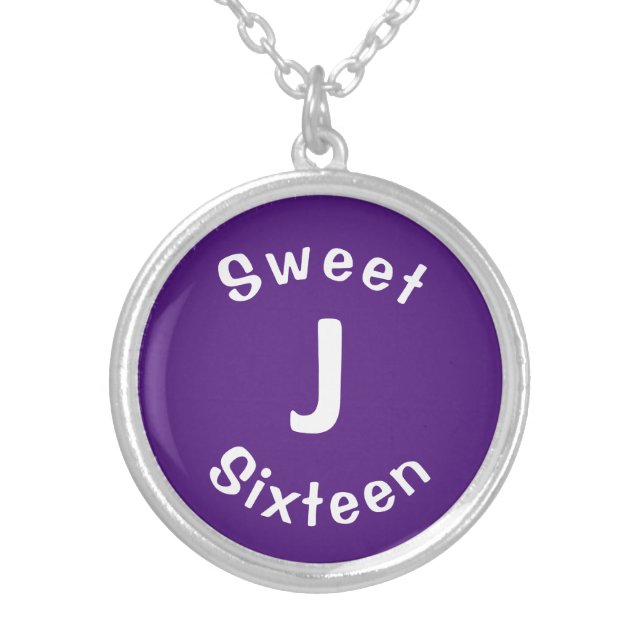 Custom "Initial" Necklace Charm with White Letters (Front)