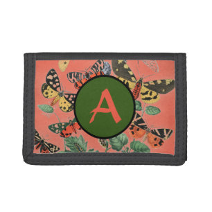 CUSTOM INITIAL NYLON WALLET FOR GIRLS BUTTERFLIES