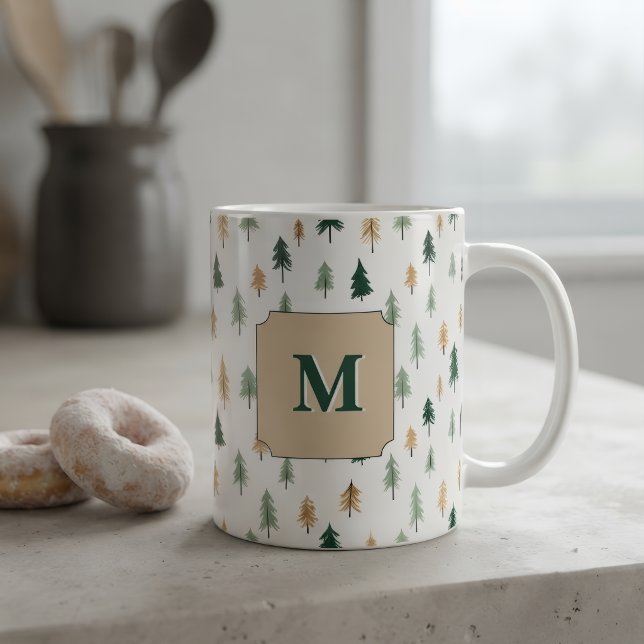 Custom Initial Pine Mug | Personalized Monogram  (Creator Uploaded)