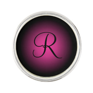 Custom initial pink black fade lapel pin