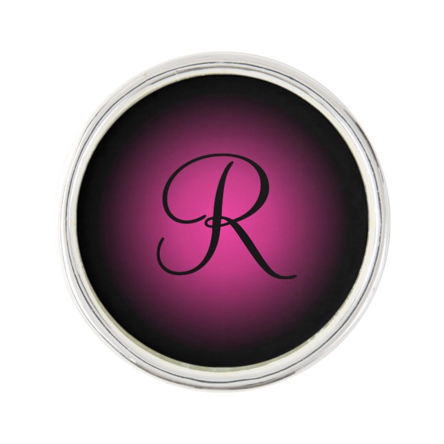 Custom initial pink black fade lapel pin (Front)